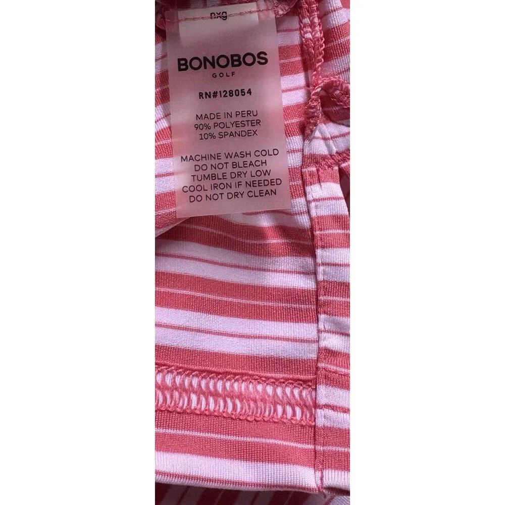 Bonobos Golf Men's XL Standard Fit Polo Shirt - Coral/White Striped Performance